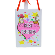 Small metal sign with the Grinch and Max labeled “Best Friends,” 15x10cm holiday décor.