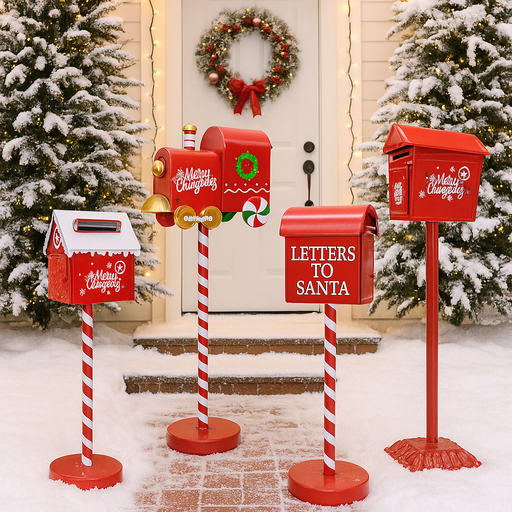 Metal Candy Cane Letterbox 50cm Assorted Christmas Decoration