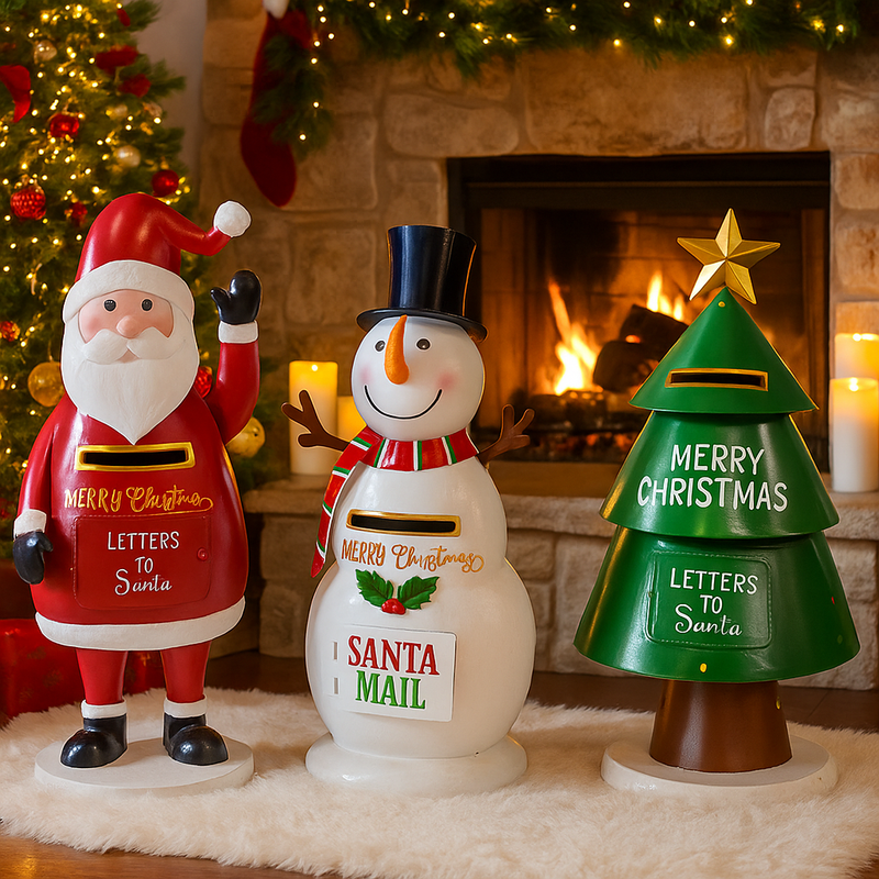 Metal Character Mailbox 35cm Assorted Christmas Decoration