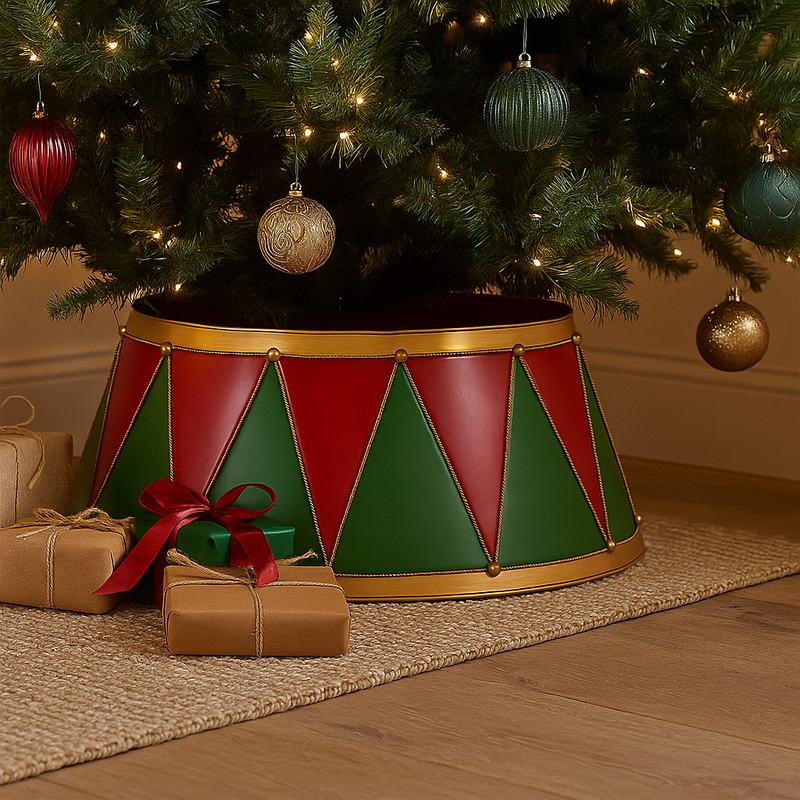 Metal Christmas Drum Tree Collar KD 69x27cm Holiday Decoration