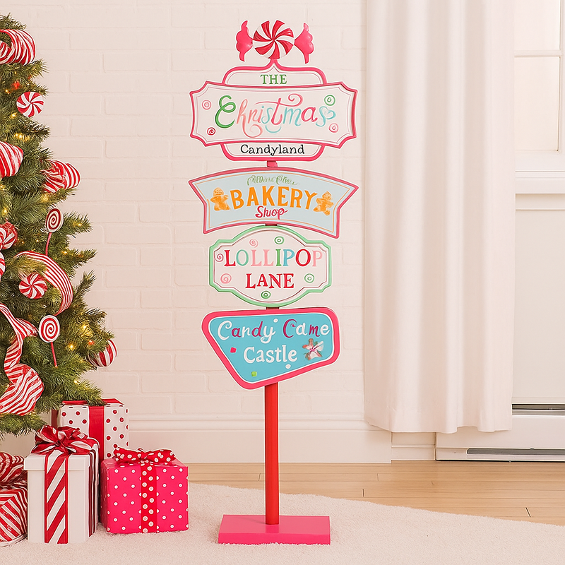 Metal Christmas Sign 42.5x16.5x107cm with festive lettering for holiday décor