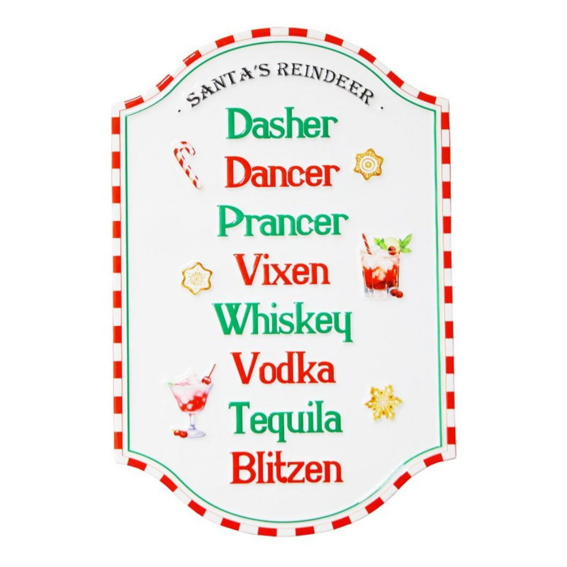 Metal Drinks Christmas Sign – Festive vintage-style metal wall décor with holiday drink theme