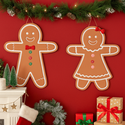 Metal Hanging Gingerbread Balcony Sign Assorted Christmas Decoration