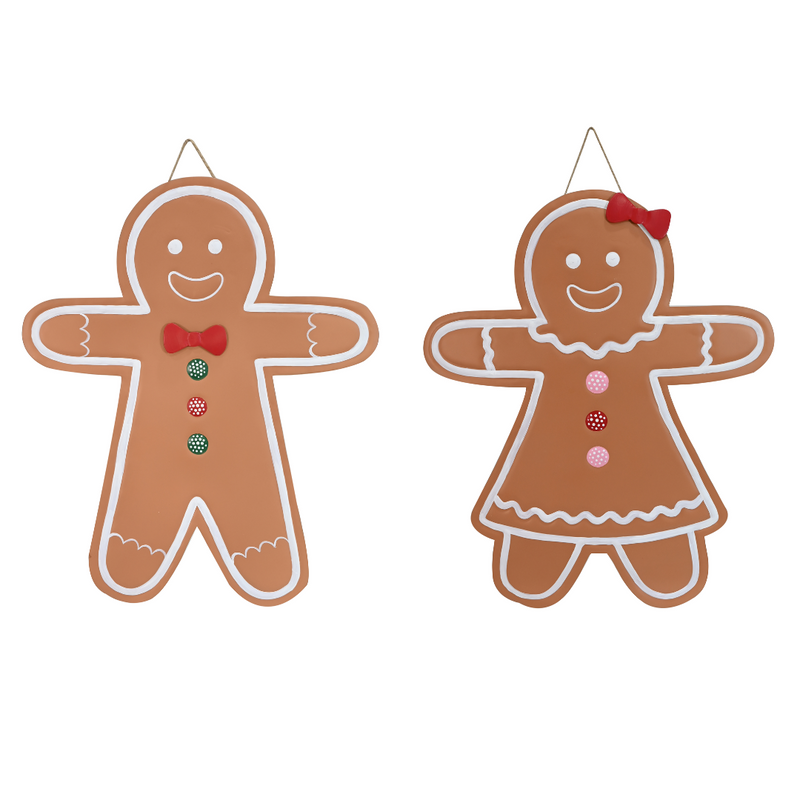Metal Hanging Gingerbread Balcony Sign Assorted Christmas Decoration