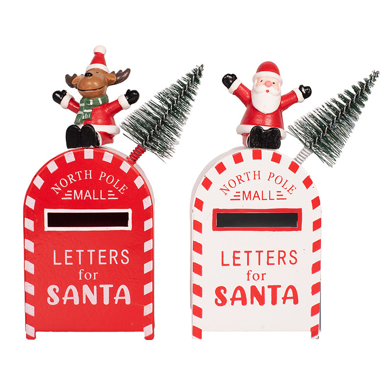 Vintage-style metal post box ornament for Christmas tree 6.5x3.7x14cm