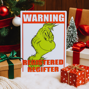 Metal Register Regifter sign with festive holiday design, 35x24cm.