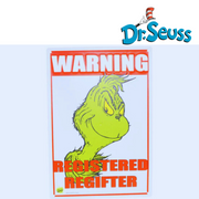 Metal Register Regifter sign with festive holiday design, 35x24cm.