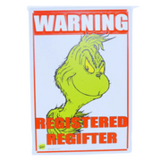 Metal Register Regifter sign with festive holiday design, 35x24cm.