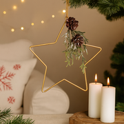 Metal star-shaped Christmas tree ornament, 12cm, with a metallic finish.