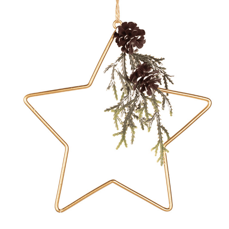 Metal star-shaped Christmas tree ornament, 12cm, with a metallic finish.