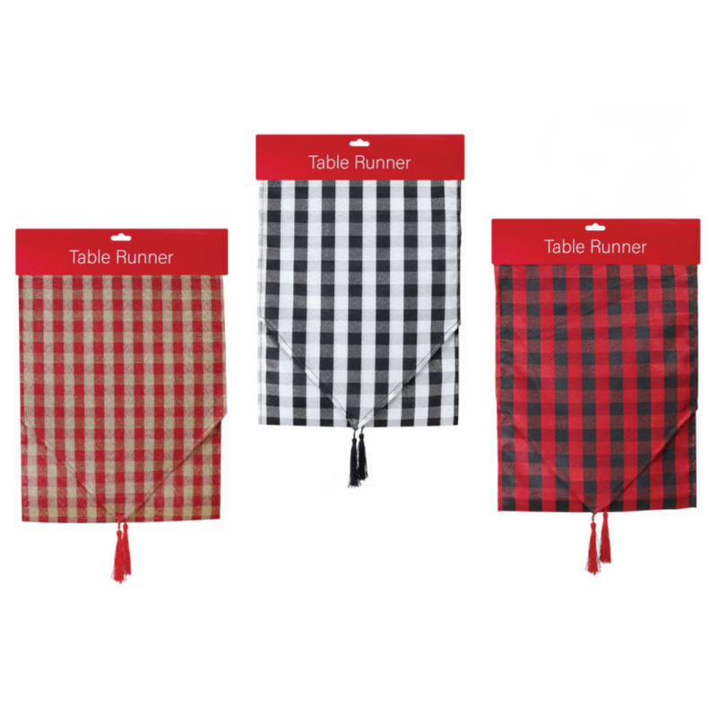 Ronis Metallic Check Table Runner 180cm 3 Asstd