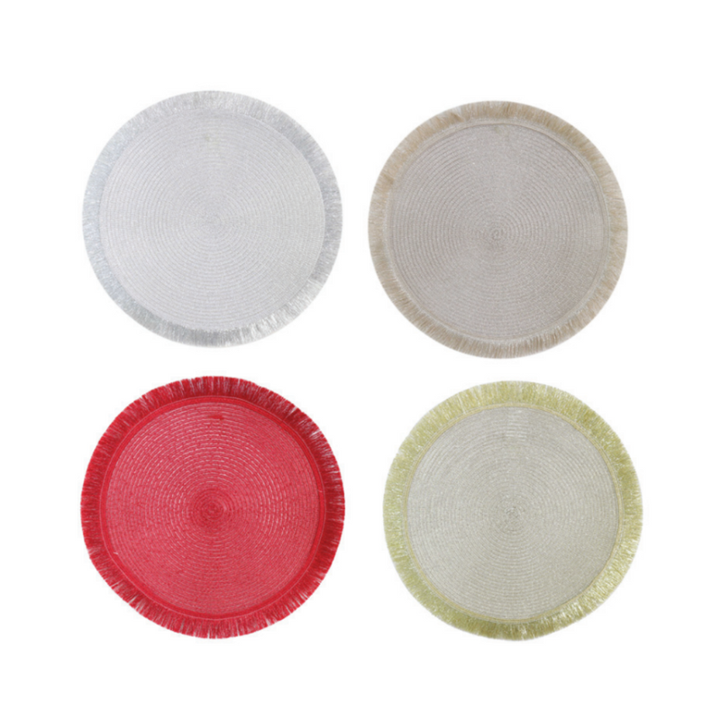 Ronis Metallic Placemat Fringed 38cm Assorted