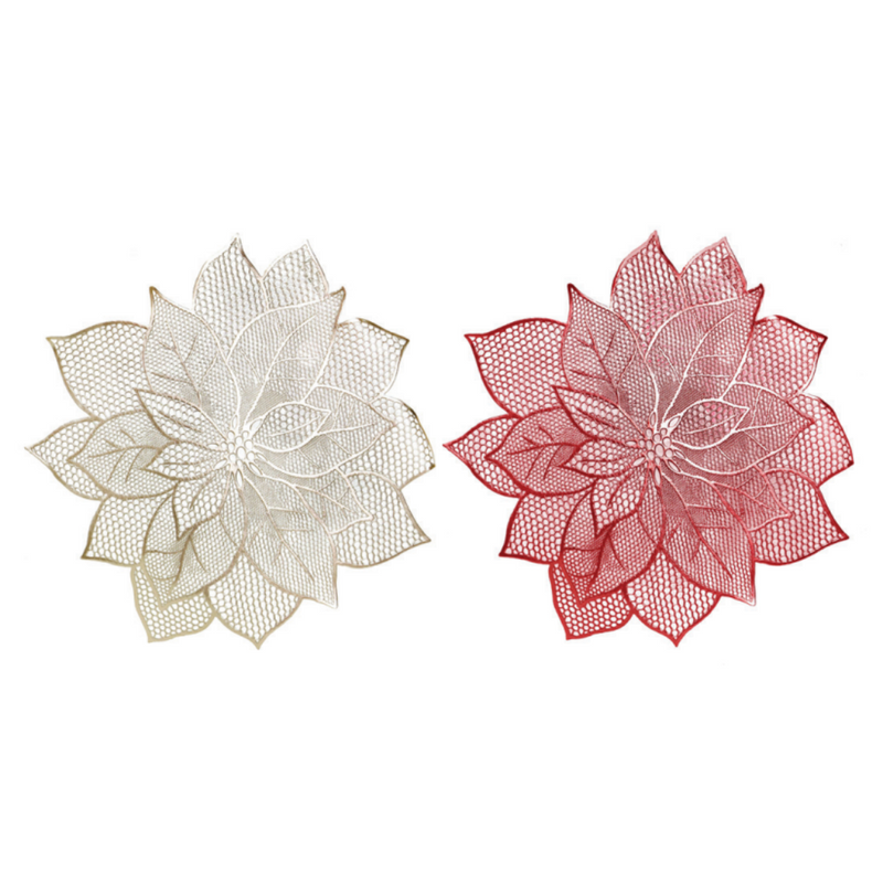 Ronis Metallic Placemat Poinsettia 48cm Assorted