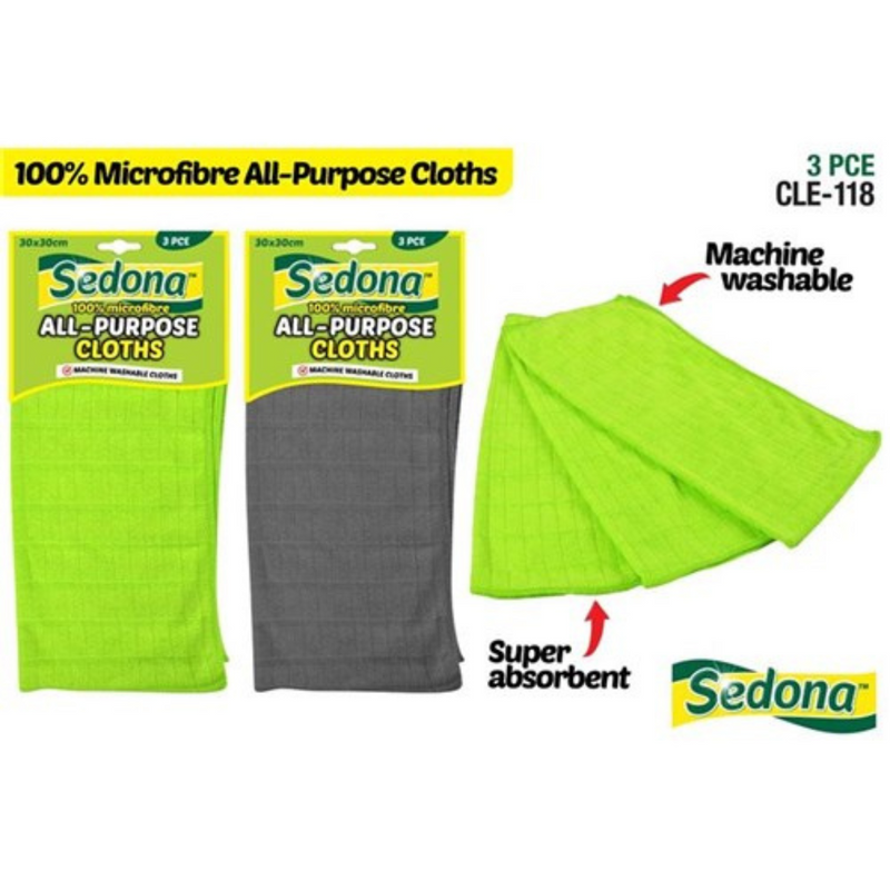 Ronis Microfiber Cleaning Clothes 3pce 30x30cm Sedona 2 Asstd