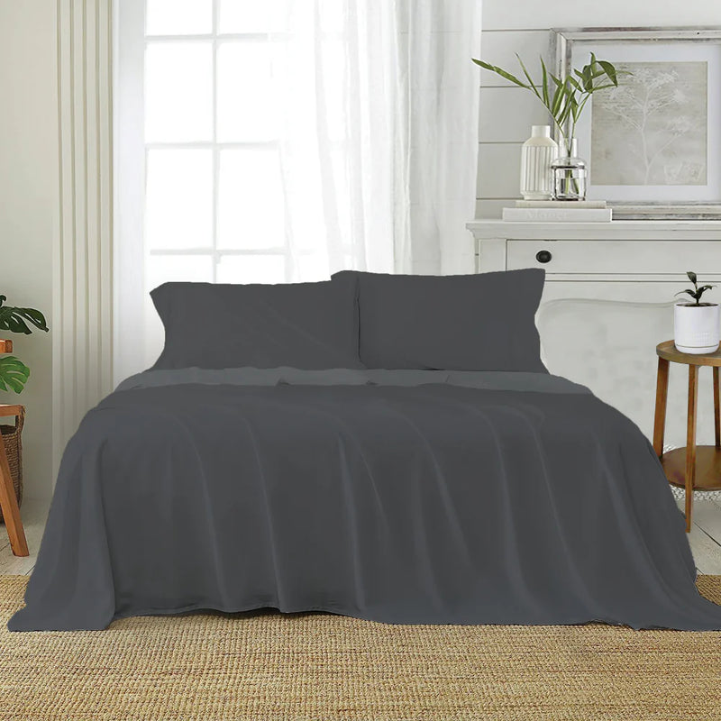 KB Microfibre Sheet Set Charcoal