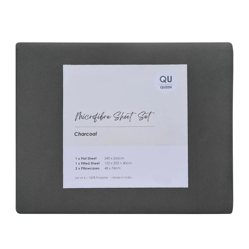 QB Microfibre Sheet Set Charcoal