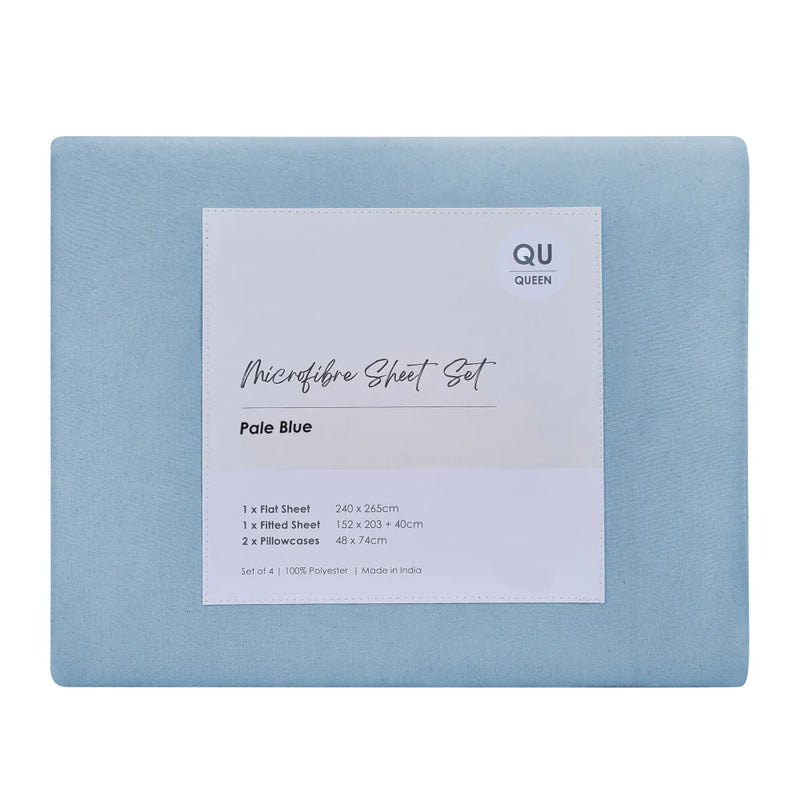 QB Microfibre Sheet Set Pale Blue