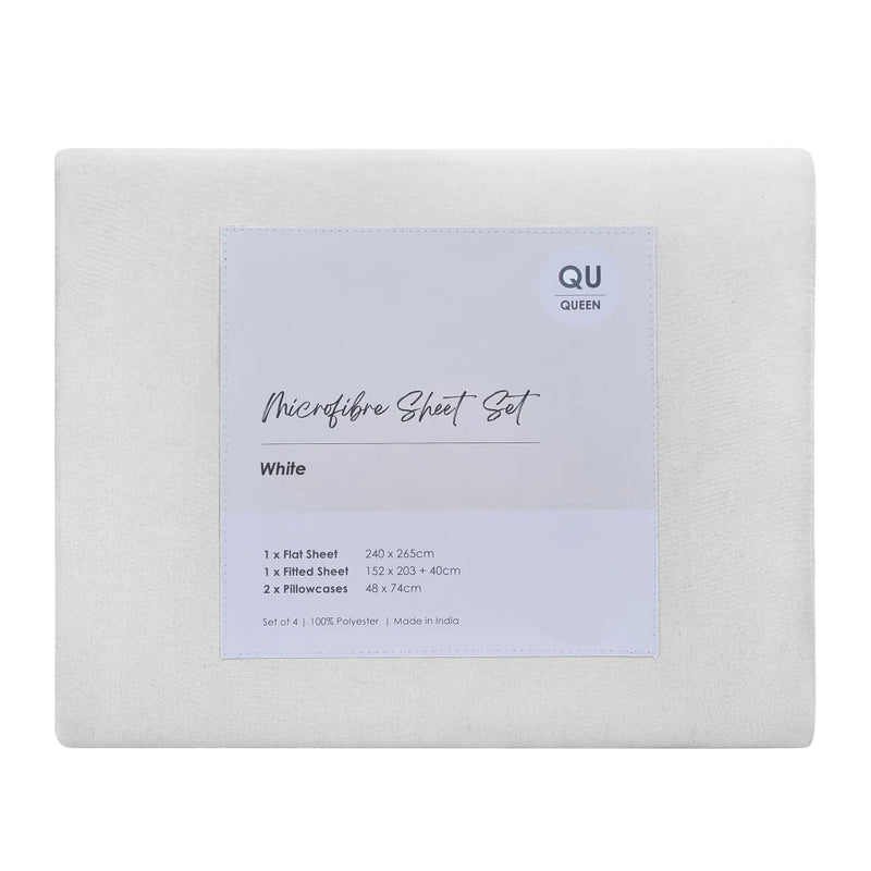 QB Microfibre Sheet Set White