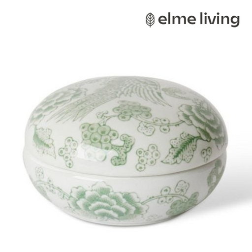 Ronis Ming Trinket Box White/Green 15x15x8cm