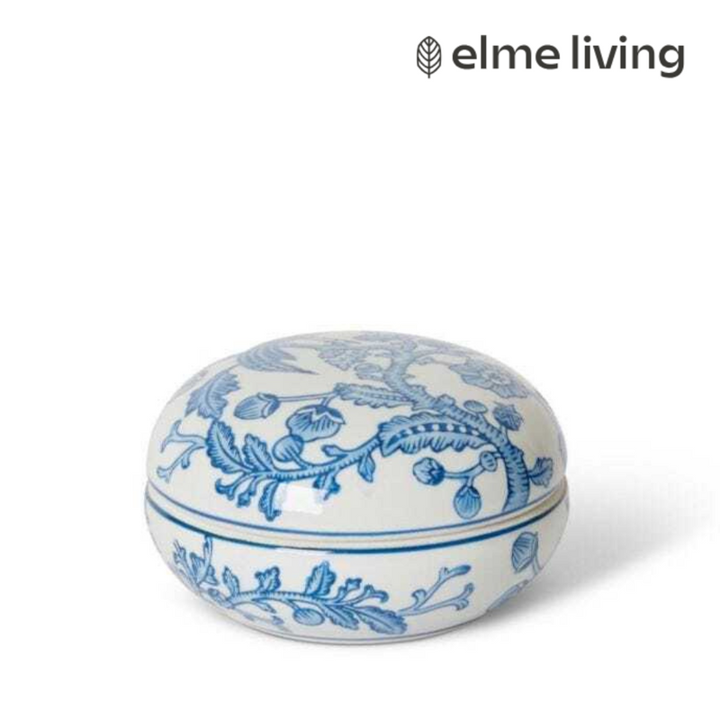 Ronis Ming Trinket Box White/Blue 15x15x8cm