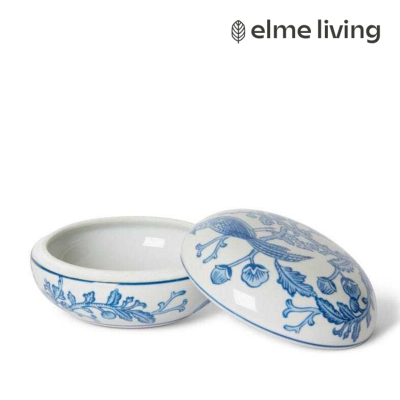 Ronis Ming Trinket Box White/Blue 15x15x8cm