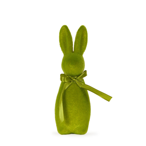 Ronis Mini Flocked Rabbit With Bow Green