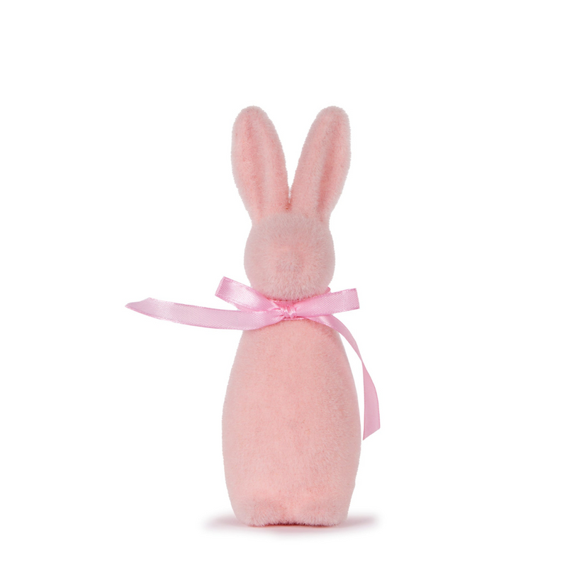 Ronis Mini Flocked Rabbit With Bow Pink