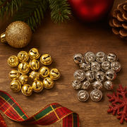 1cm assorted mini jingle bells 18-pack in festive metallic colors