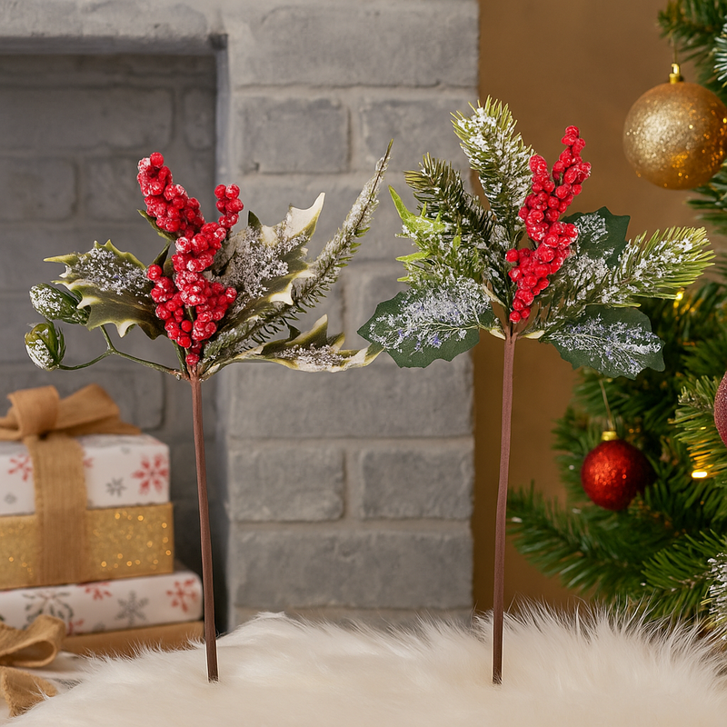 Mini berry pick 22cm assorted colors Christmas decoration for trees, wreaths, and garlands