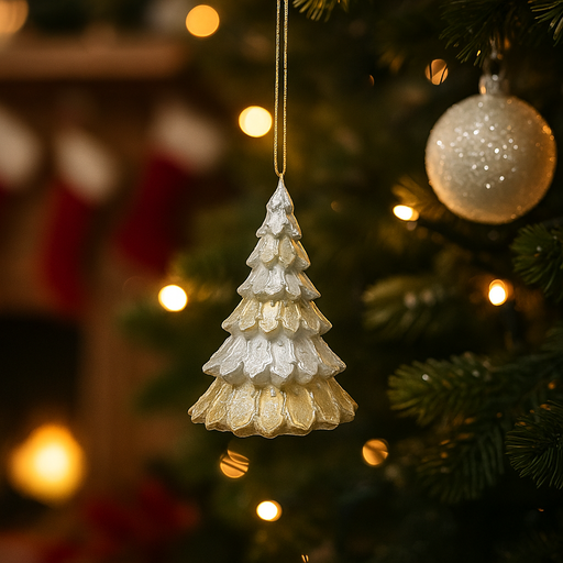 Mini gold Christmas tree decoration with shimmering branches, perfect for tabletop or mantel display