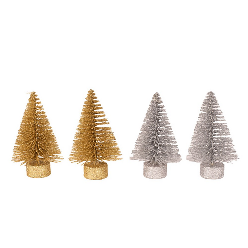 Ronis Mini Tree 4pk 7.5cm Gold Silver Assorted