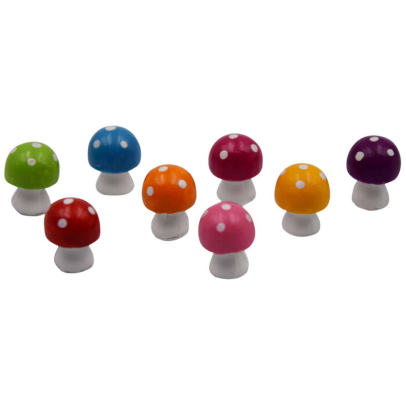 Ronis Miniature Coloured Craft Mushrooms 2cm Assorted
