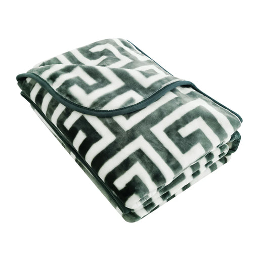 QB Mink Blanket Greek Key Design Green 4.2kg 220X240cm