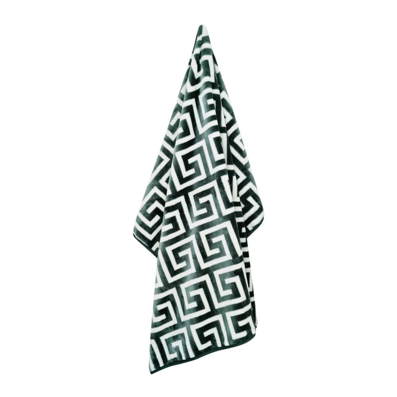QB Mink Blanket Greek Key Design Green 4.2kg 220X240cm