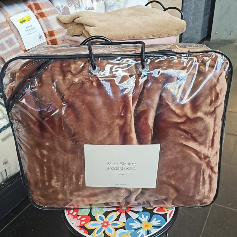 Mink Blanket QB Blue Pen 200x240cm 4.2Kg 800GSM