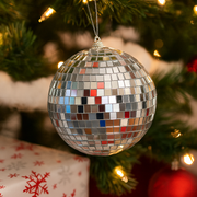 15cm silver mirror bauble for Christmas tree or party decoration – thumbnail