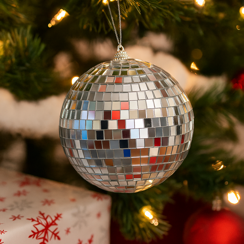 15cm silver mirror bauble for Christmas tree or party decoration