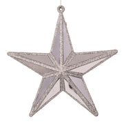 Silver mirror celestial star tree ornament, 15cm Christmas decoration