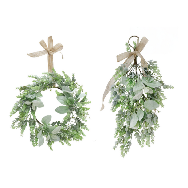 Ronis Mistletoe Wreath Swag Natural Bow Assorted