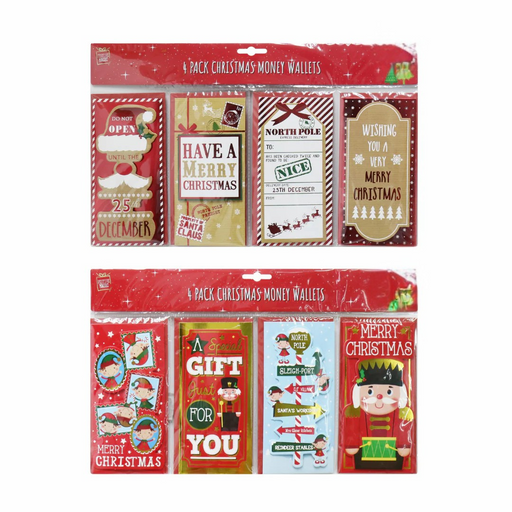 Ronis Money/Gift Card Wallet 4pk Assorted