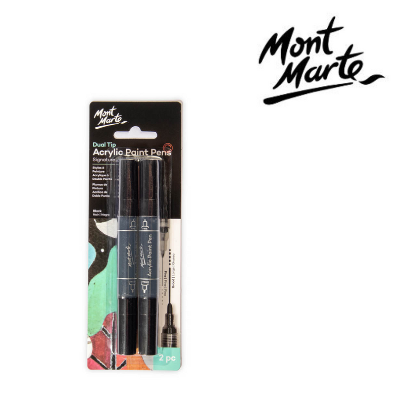 Ronis Mont Marte Acrylic Paint Pens Dual Tip Black 2pc