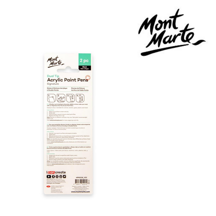 Ronis Mont Marte Acrylic Paint Pens Dual Tip Black 2pc