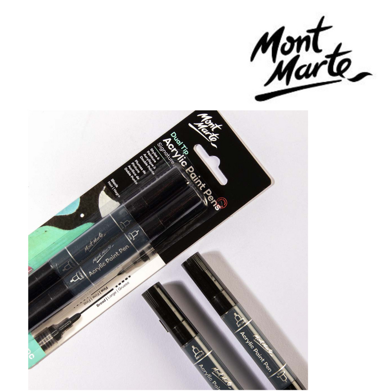 Ronis Mont Marte Acrylic Paint Pens Dual Tip Black 2pc