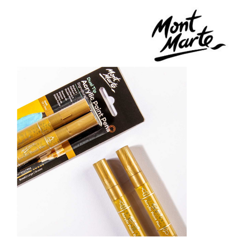Ronis Mont Marte Acrylic Paint Pens Dual Tip Gold 2pc