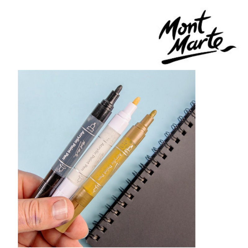 Ronis Mont Marte Acrylic Paint Pens Dual Tip Gold 2pc