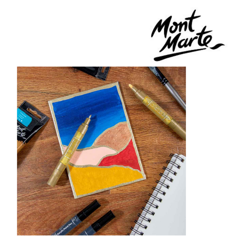 Ronis Mont Marte Acrylic Paint Pens Dual Tip Gold 2pc