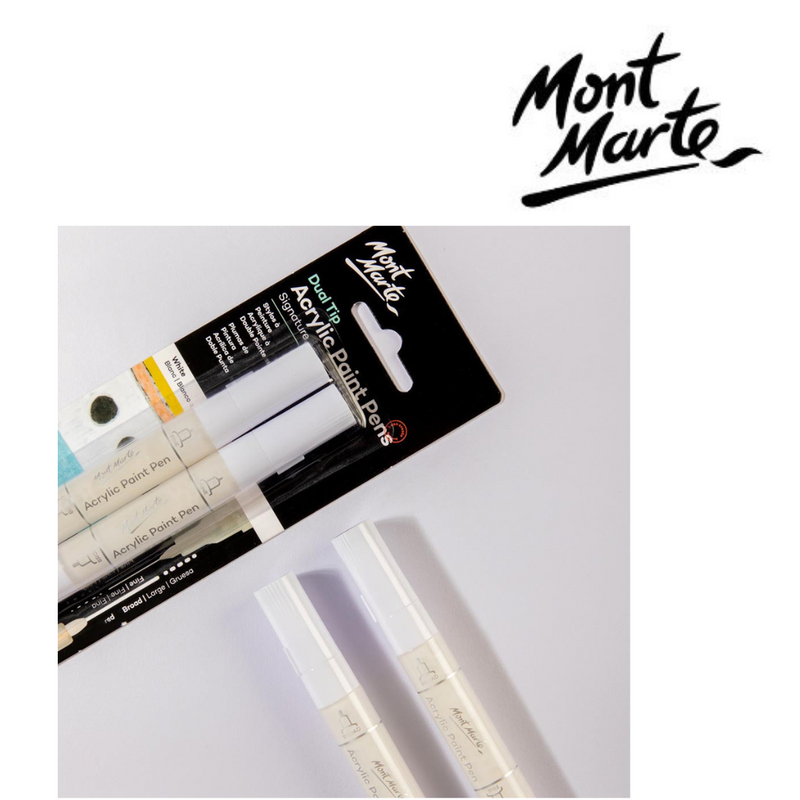 Ronis Mont Marte Acrylic Paint Pens Dual Tip White 2pc
