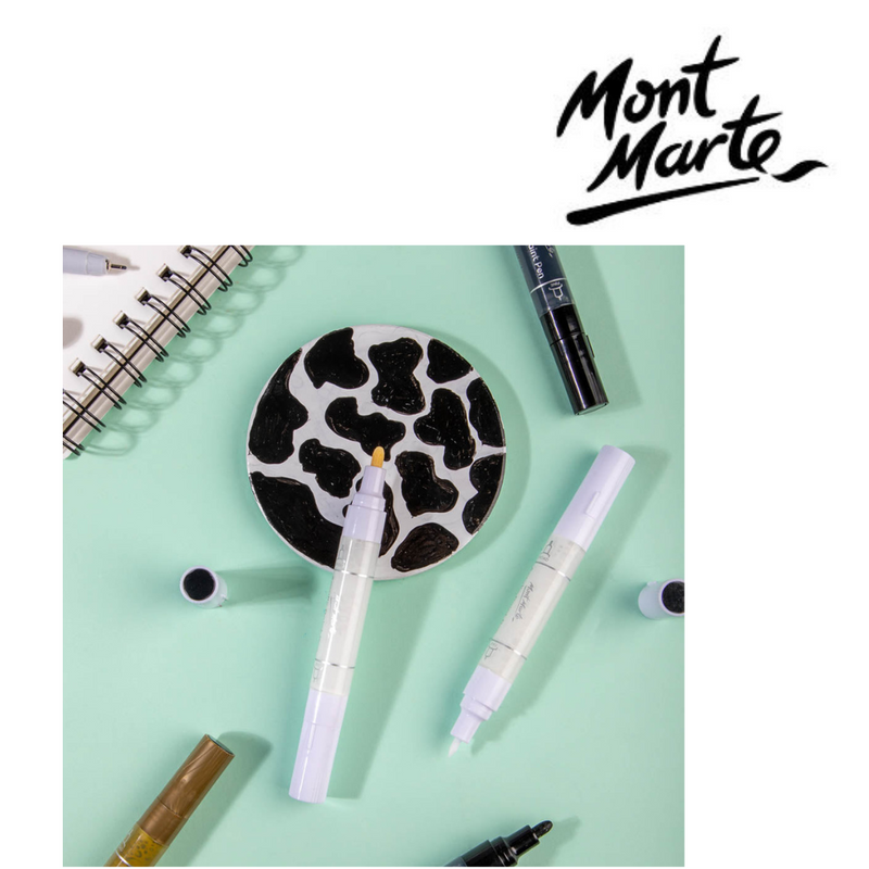 Ronis Mont Marte Acrylic Paint Pens Dual Tip White 2pc