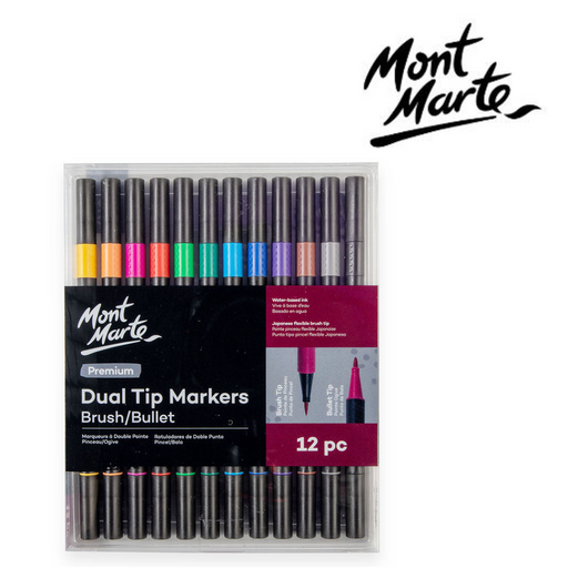 Ronis Mont Marte Dual Tip Markers Brush Bullet 12pc