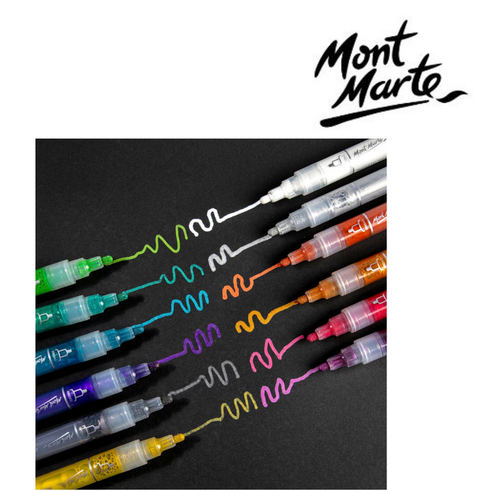 Ronis Mont Marte Metallic Acrylic Paint Pens Broad Tip 12pc